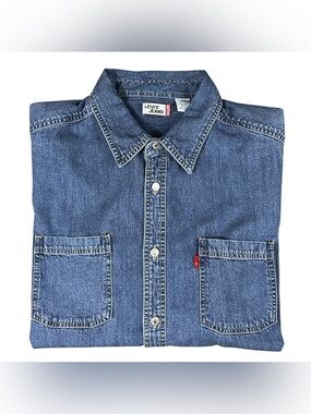 Vintage Levi’s Jeans Denim Button Front Shirt XXL 100% Cotton Red Tab Western